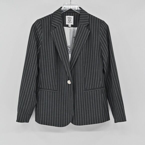 HIPCHIK COUTURE Blazer Womens Sz 8 Gray Pinstripe Rhinestone Butterfly Retro Y2K - Picture 4 of 13